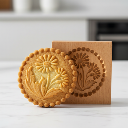 Emporte pièce fleur et biscuit sur table cuisine