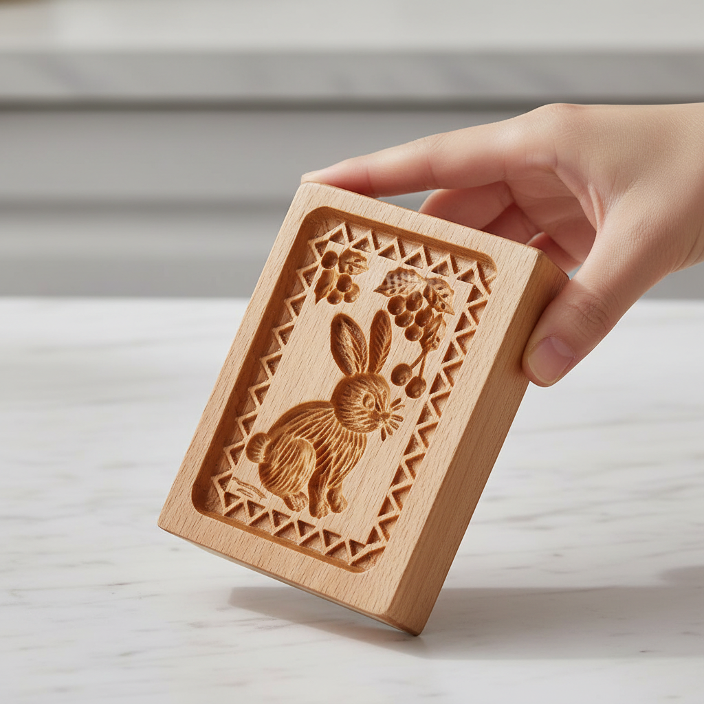 Emporte-pièce pâtisserie forme lapin sculpté en bois