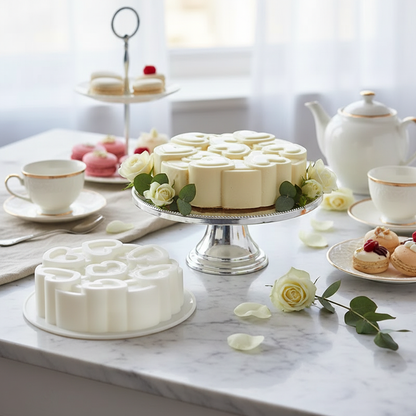 Gâteau blanc sur plateau avec Moule entremet