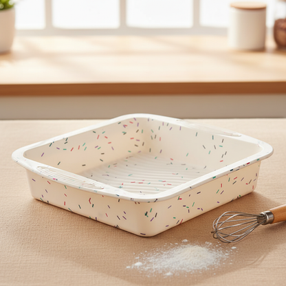 Moule en silicone carré sur table cuisine 