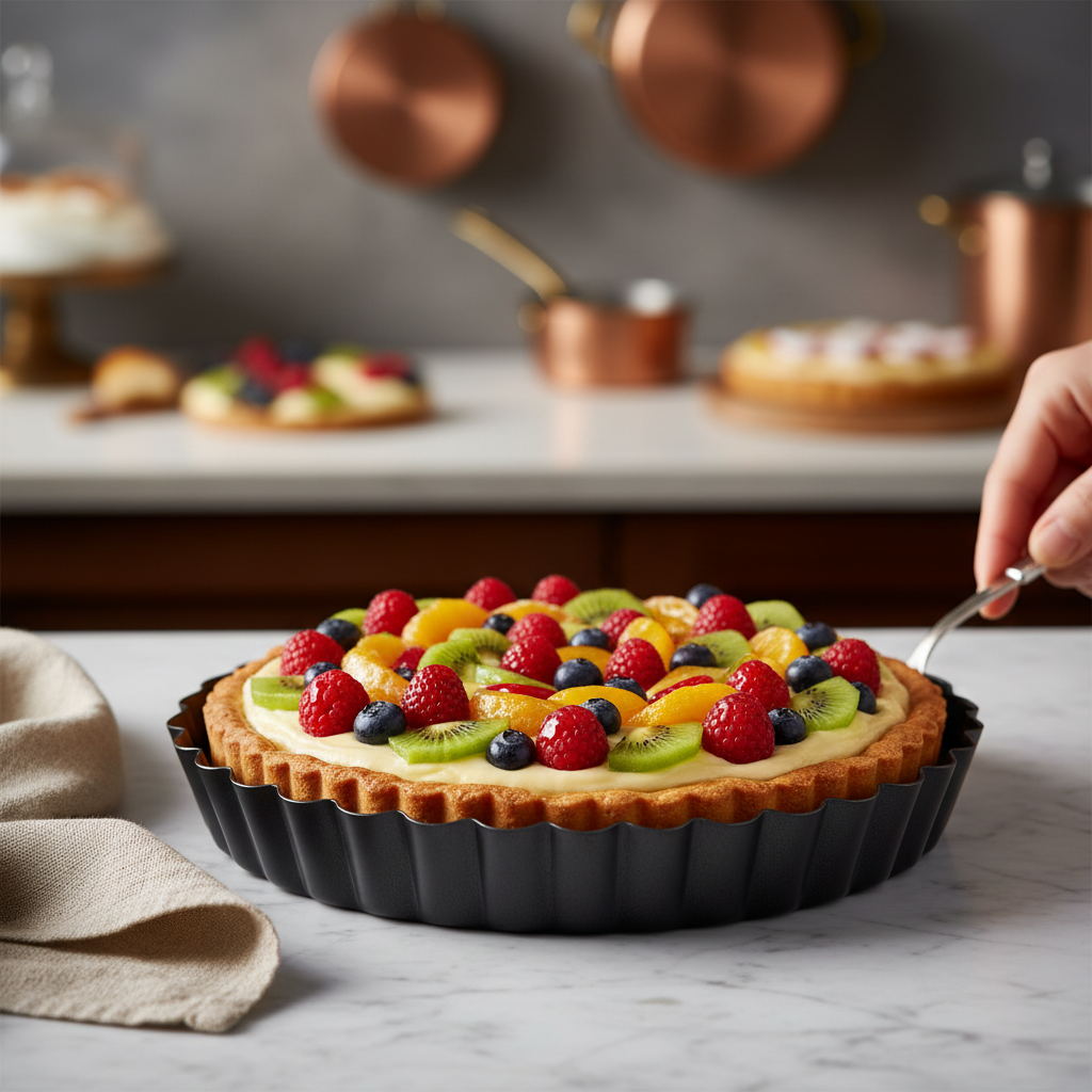 Tarte aux fruits sur moule tarte professionnel  bords cannelés