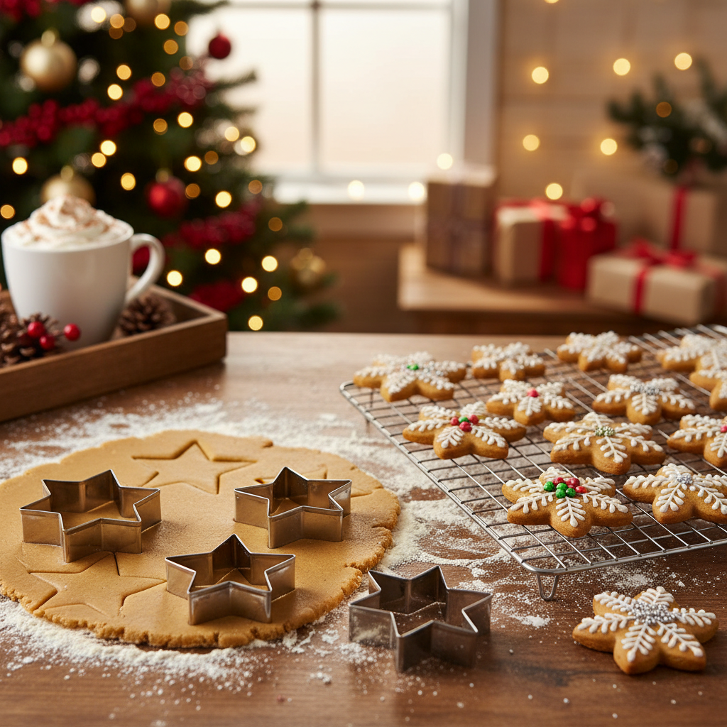 Emporte pièce étoile - Scène festive de Noël avec biscuits décorés
