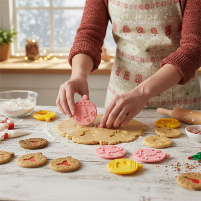 emporte pièce noel set 10 formes plastique rose biscuits festifs