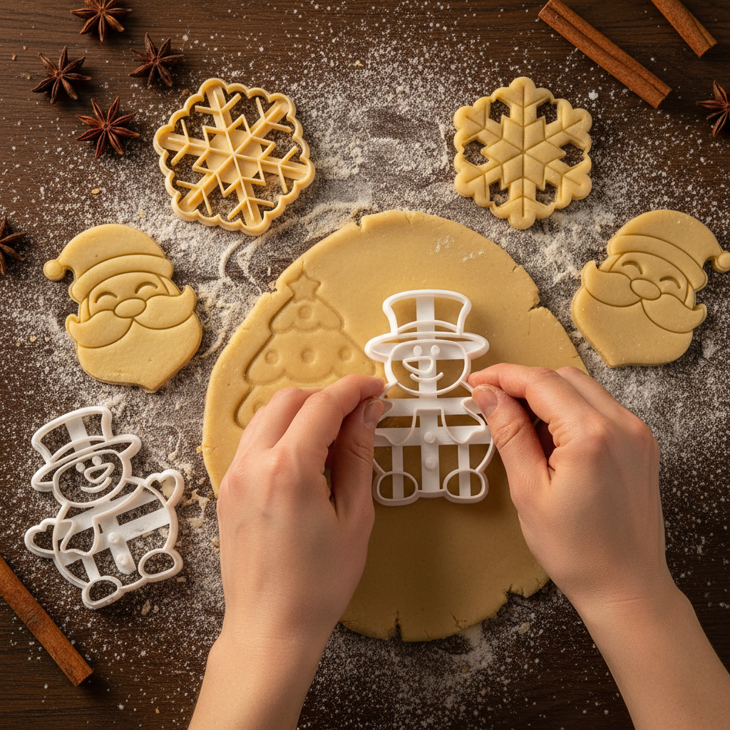 Emporte piece biscuits noel BLANCHET™ sur pâte biscuit 