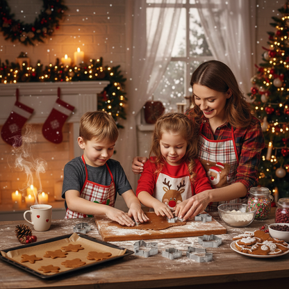 Famille utilisent Emporte piece noel Noelix™ sur pâte 