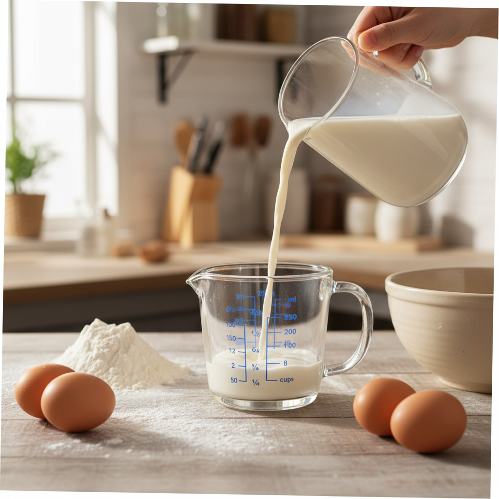 Versement lait dans Verre doseur en verre 250ml