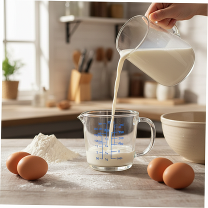 Versement lait dans Verre doseur en verre 250ml