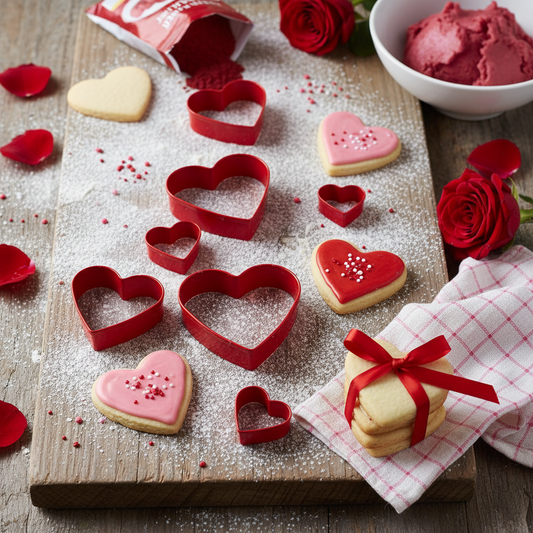 Emporte Piece Coeur disposés sur planche en bois 