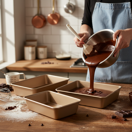 versement préparation dans Moule à gâteau rectangulaire dans cuisine 