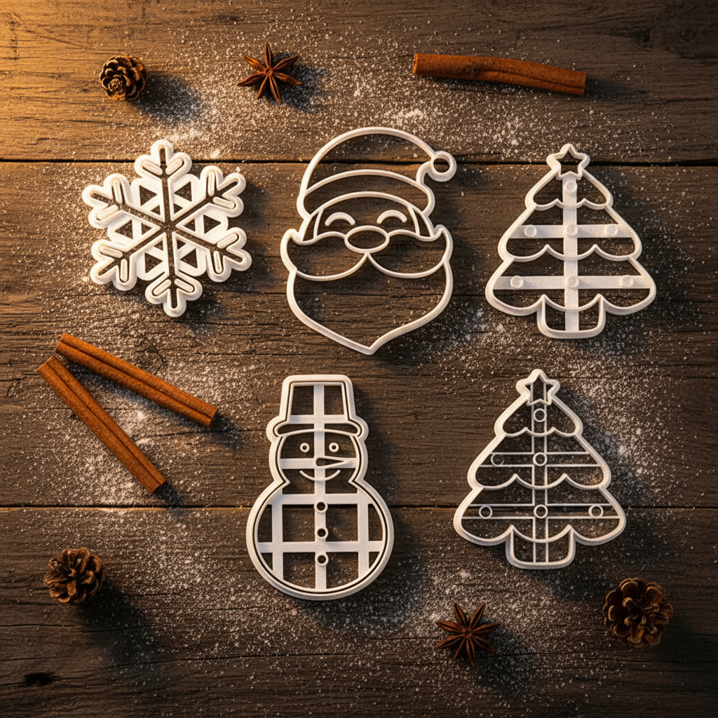 4 Emporte piece biscuits noel BLANCHET™ sur table bois foncé 