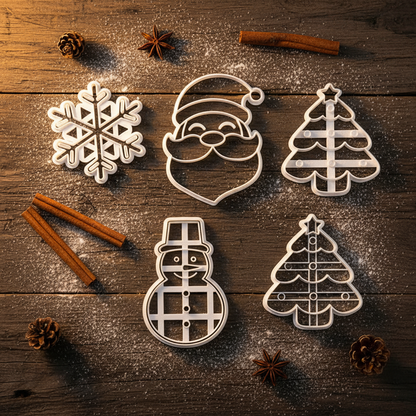 4 Emporte piece biscuits noel BLANCHET™ sur table bois foncé 