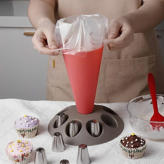 Utilisation support poche à douille couleur rouge