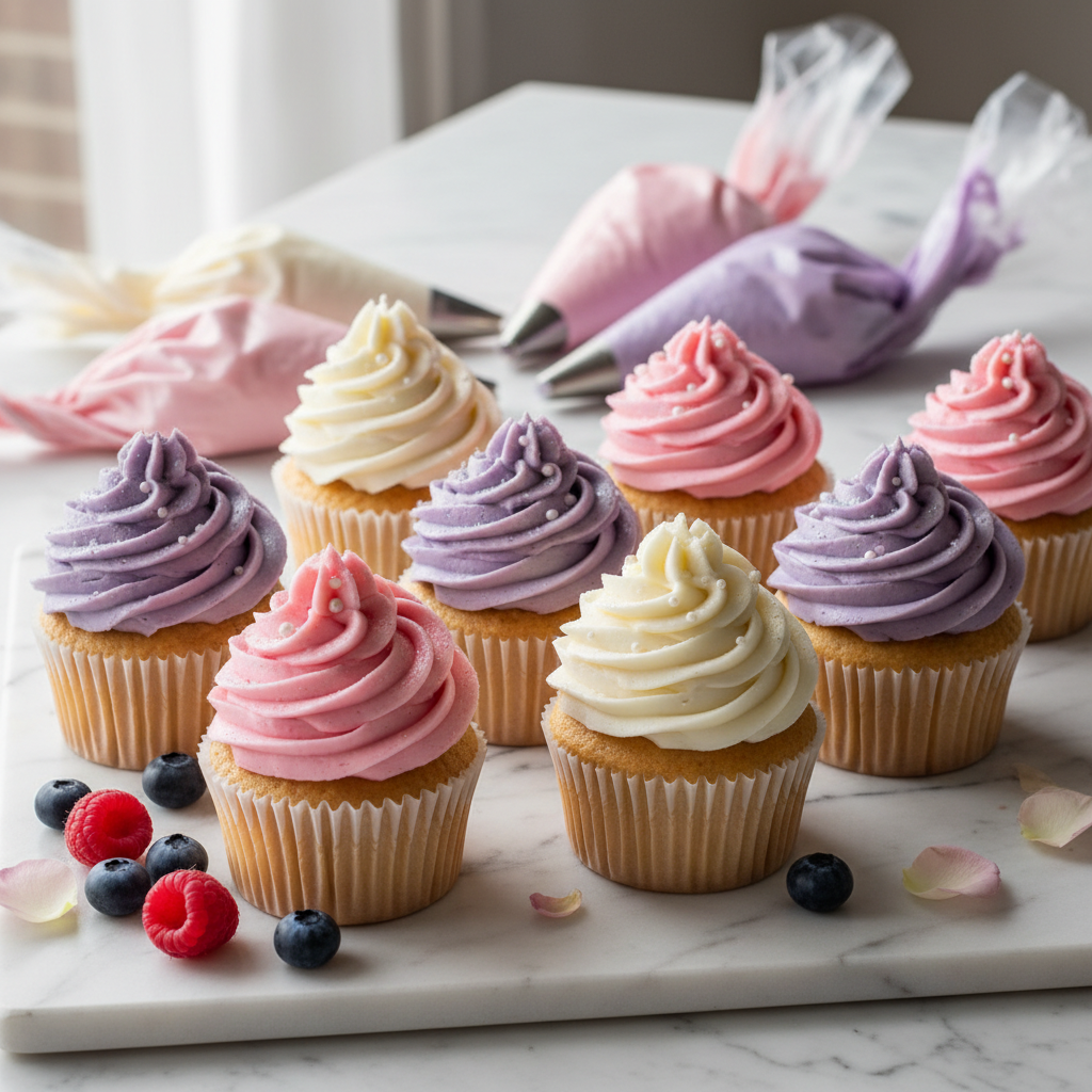 Cupcakes décorés avec Poche à douille jetables 