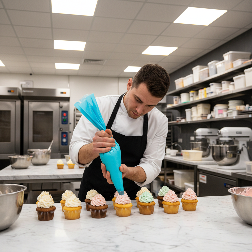 Chef professionnel utilisant Poche à douille professionnelle