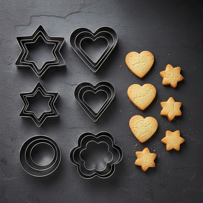 Set 12 Emporte piece professionnel empilés avec biscuits cuits