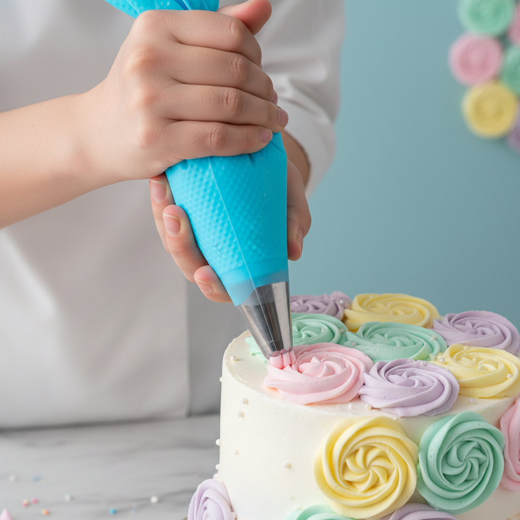 Décoration gâteau avec poche à douille professionnelle 