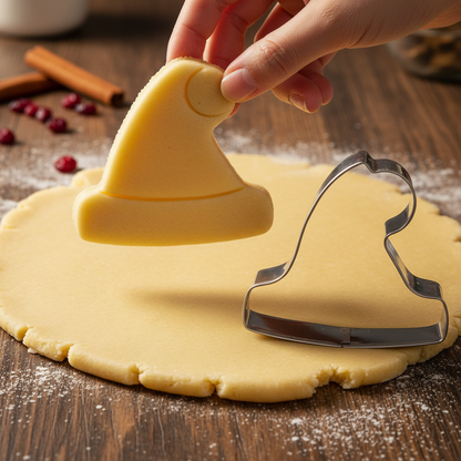 Biscuit bonnet découpé avec Emporte piece de noel