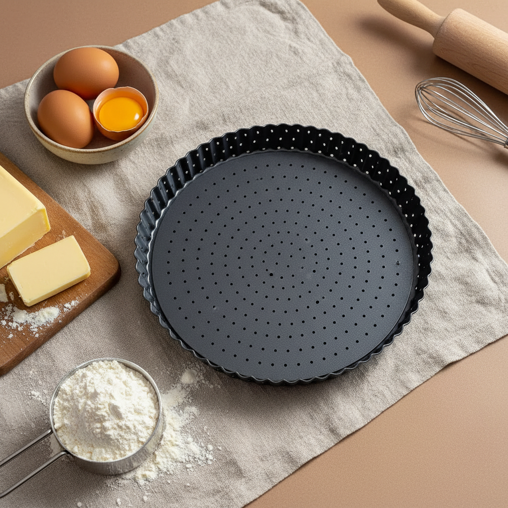 Moule à tarte fond amovible avec ingrédients de pâtisserie