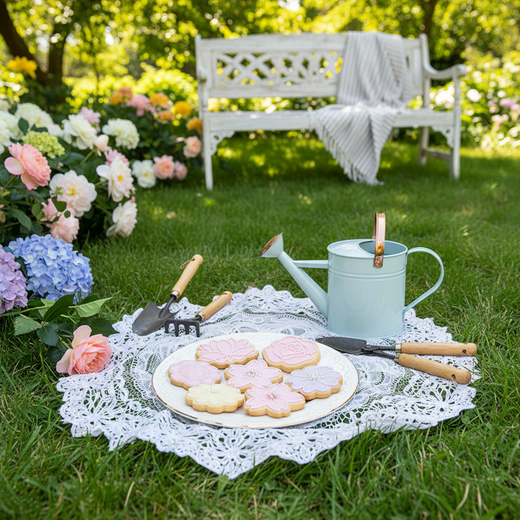 Biscuits dans jardin avec Emporte Piece Fleur