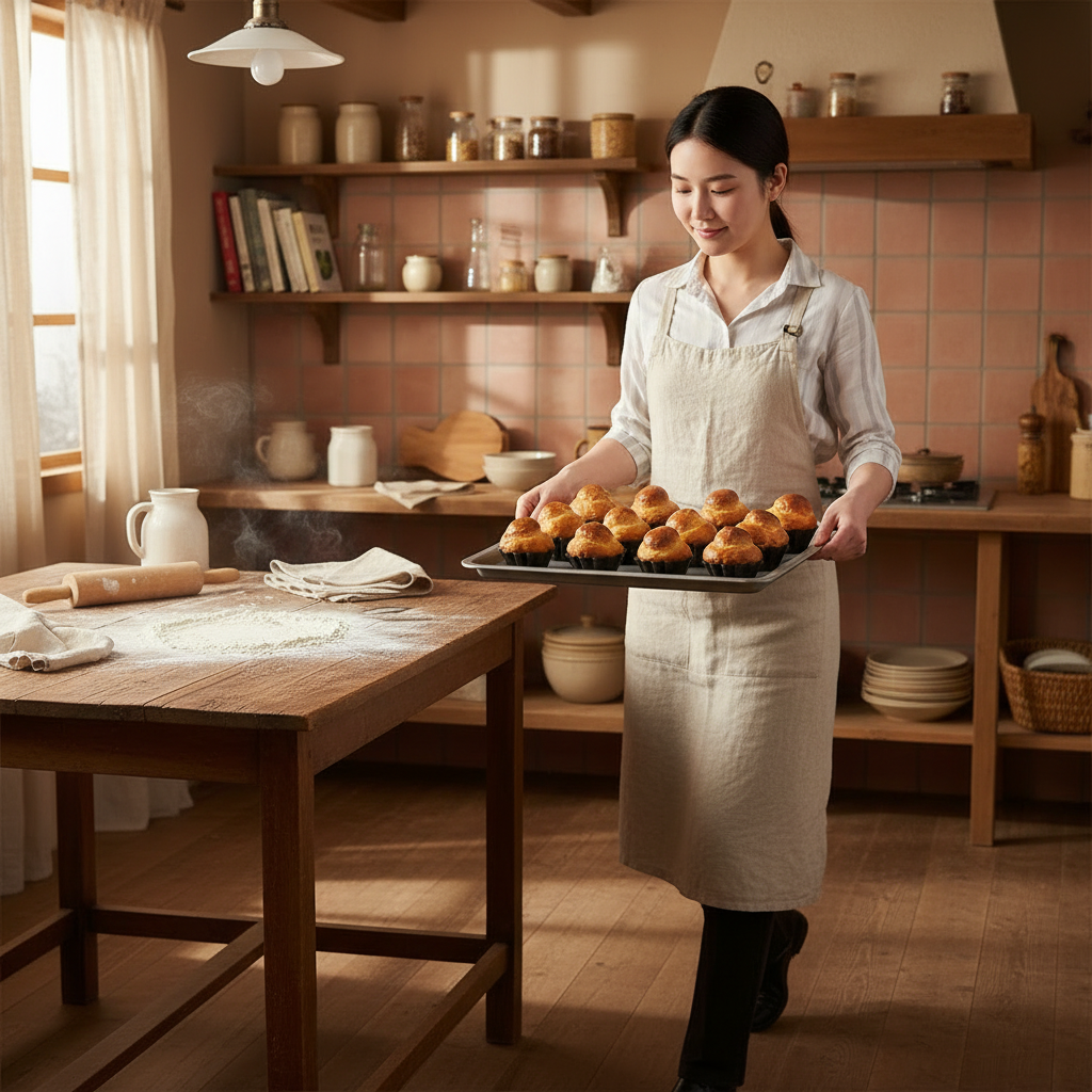 Femme portant Moule à Brioche Parisienne avec moule brioche 
