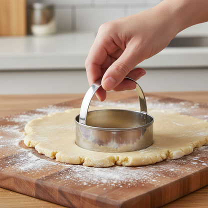 Main tenant la poignée emporte piece rond 