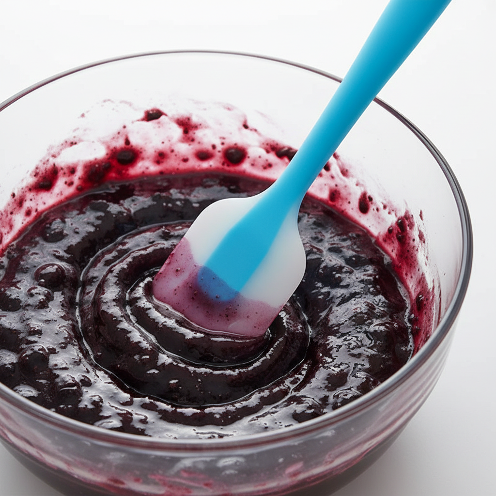 Une maryse cuisine bleue pour préparation compote