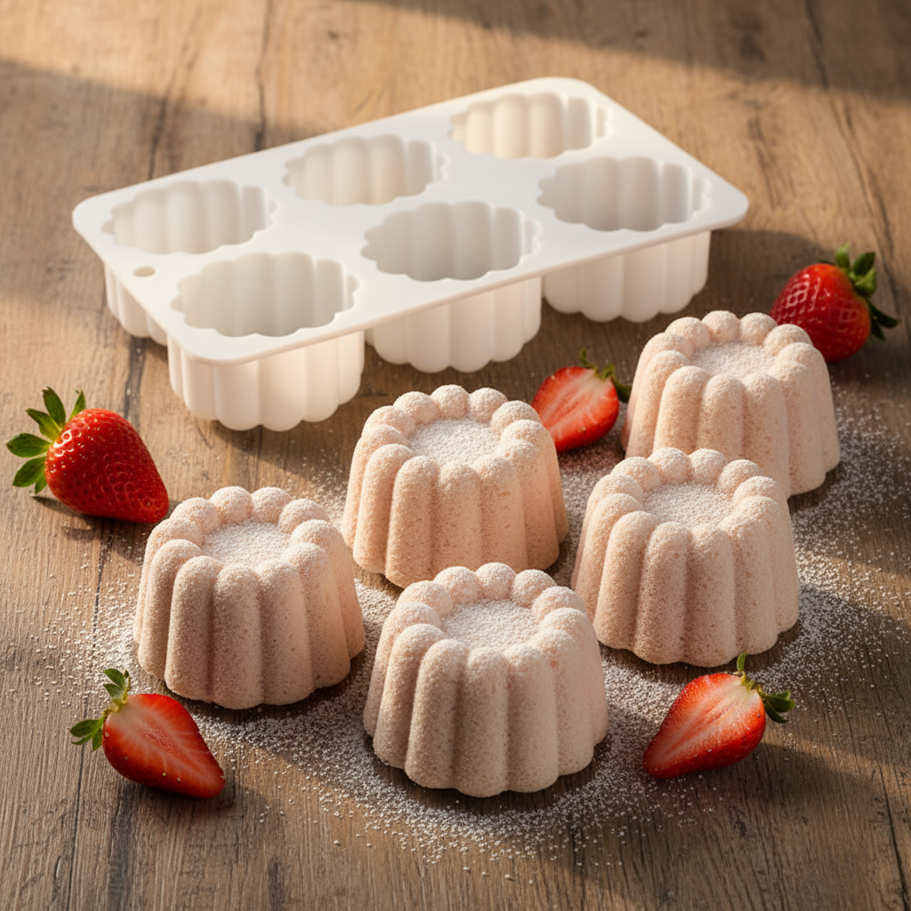 mini moule charlotte avec mini charlotte fraise sur table bois 