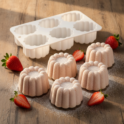 mini moule charlotte avec mini charlotte fraise sur table bois 