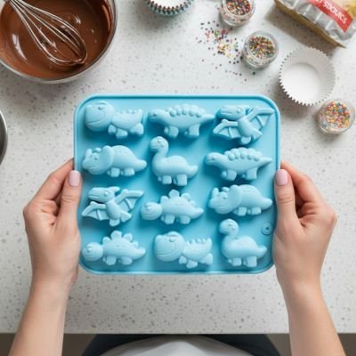 Moule 3D silicone - 12 Dinosaures | DinoCréatif™ - Mon Rayon Pâtisserie