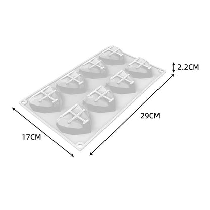 Moule 3D silicone blanc 8 cavités cœur 