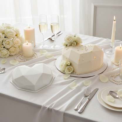 Moule 3D silicone cœur blanc 1 cavité décoré