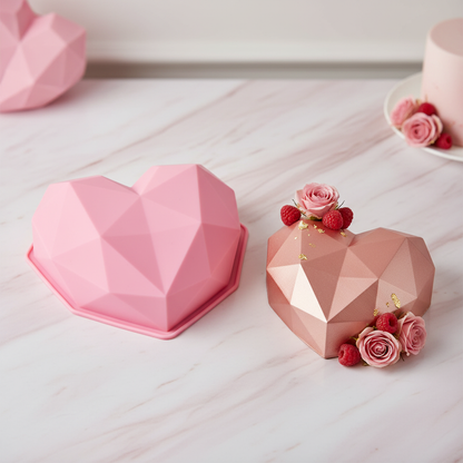 Moule 3D silicone cœur rose 1 cavité 