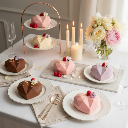 Moule 3D silicone cœur sur table desserts élégante