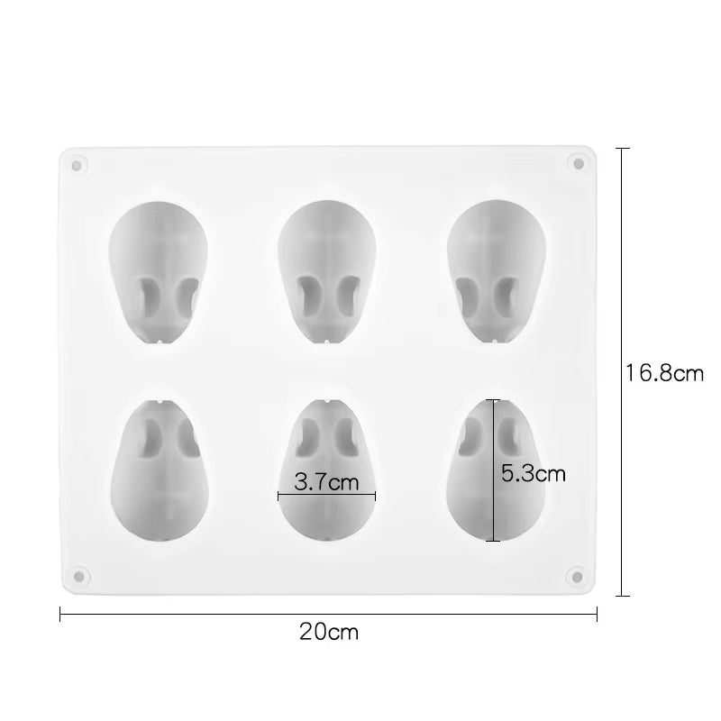 Moule 3D silicone lapin blanc 6 cavités dimensions