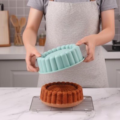 Moule pour charlotte en silicone 20cm bleu pastel 