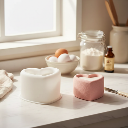 Bento cakes moule silicone cœur résultat plan travail