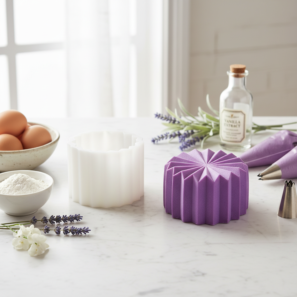 Moule bento cakes origami cuisine marbre lavande ingrédients