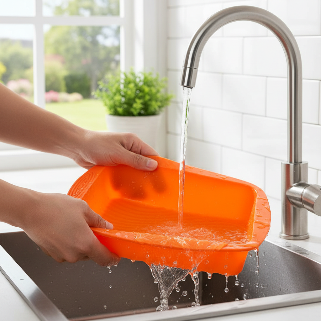 Moule Carré Silicone rincé dans évier