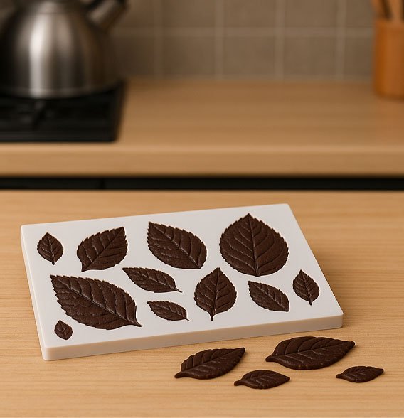 Feuilles chocolat démoulées moule silicone antiadhésif