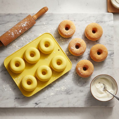 Moule pour Donuts sur table marbre avec donuts