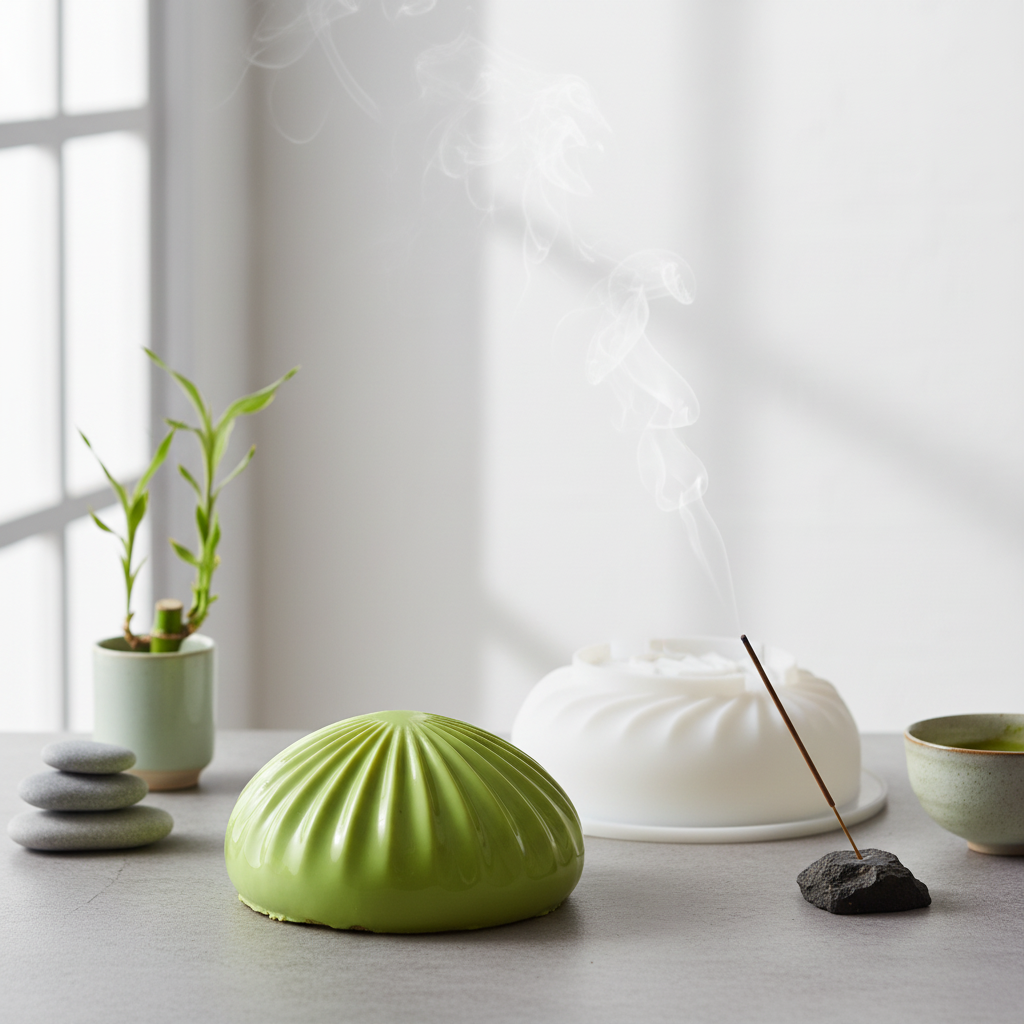 Moule entremet silicone dôme zen matcha vert bambou minimaliste