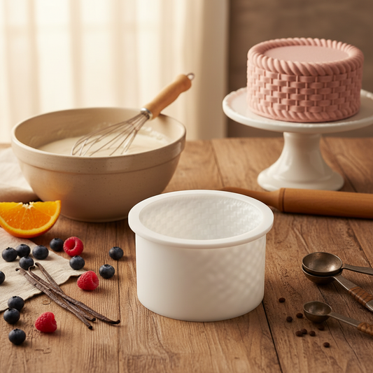 Moule à entremets avec forme panier sur table de cuisine