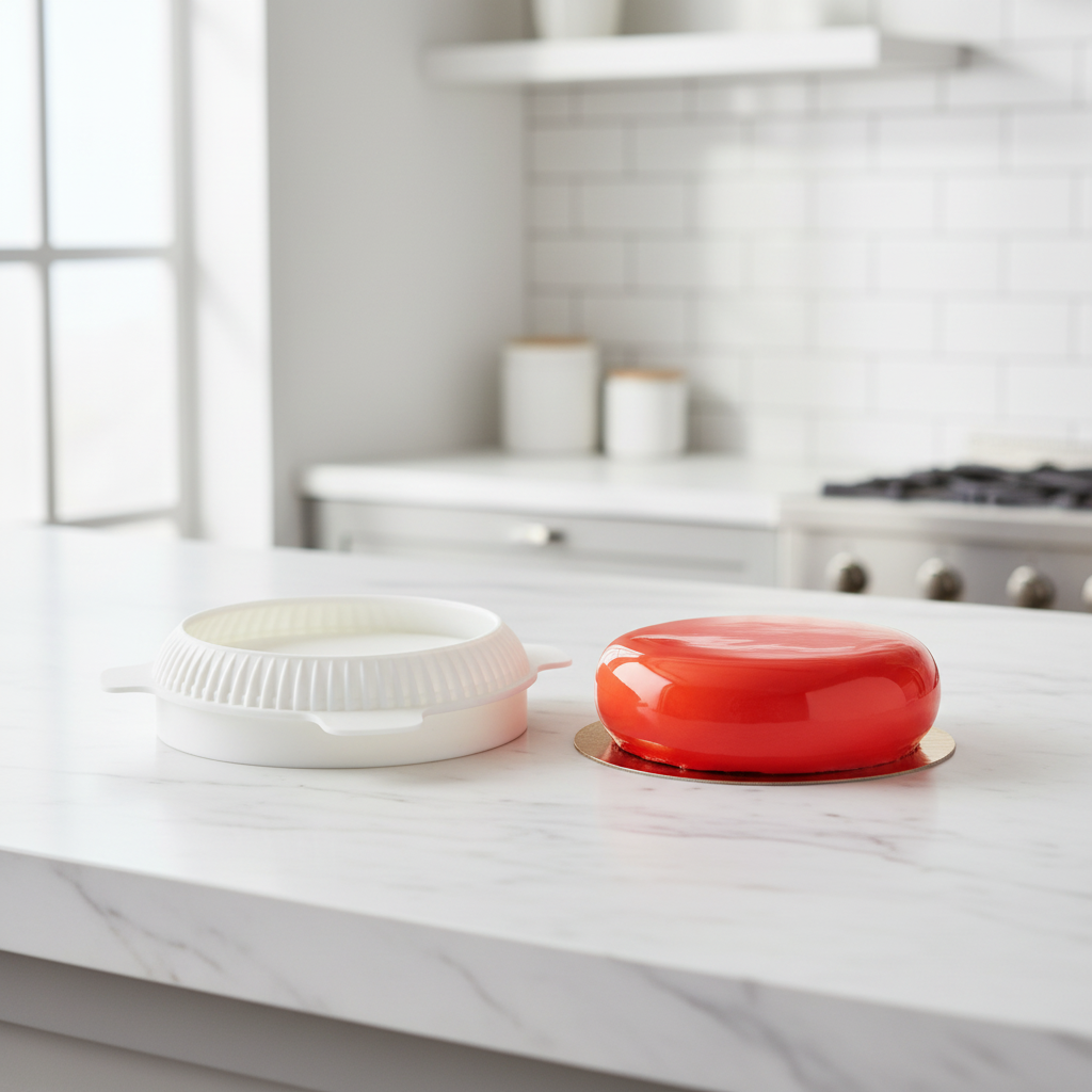 Moule entremet rond cuisine moderne glaçage miroir rouge orange