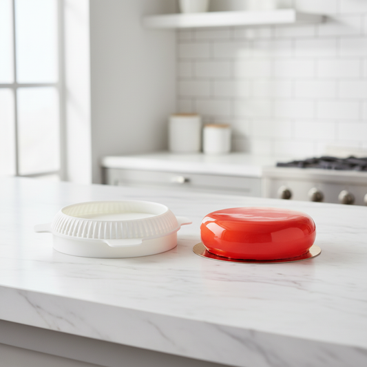 Moule entremet rond cuisine moderne glaçage miroir rouge orange