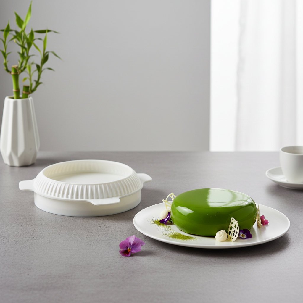 Moule à entremet rond moderne matcha vert minimaliste bambou
