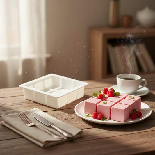 Moule entremet silicone table rustique dessert rose framboises