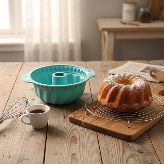 Moule kouglof et Kouglof sur table bois