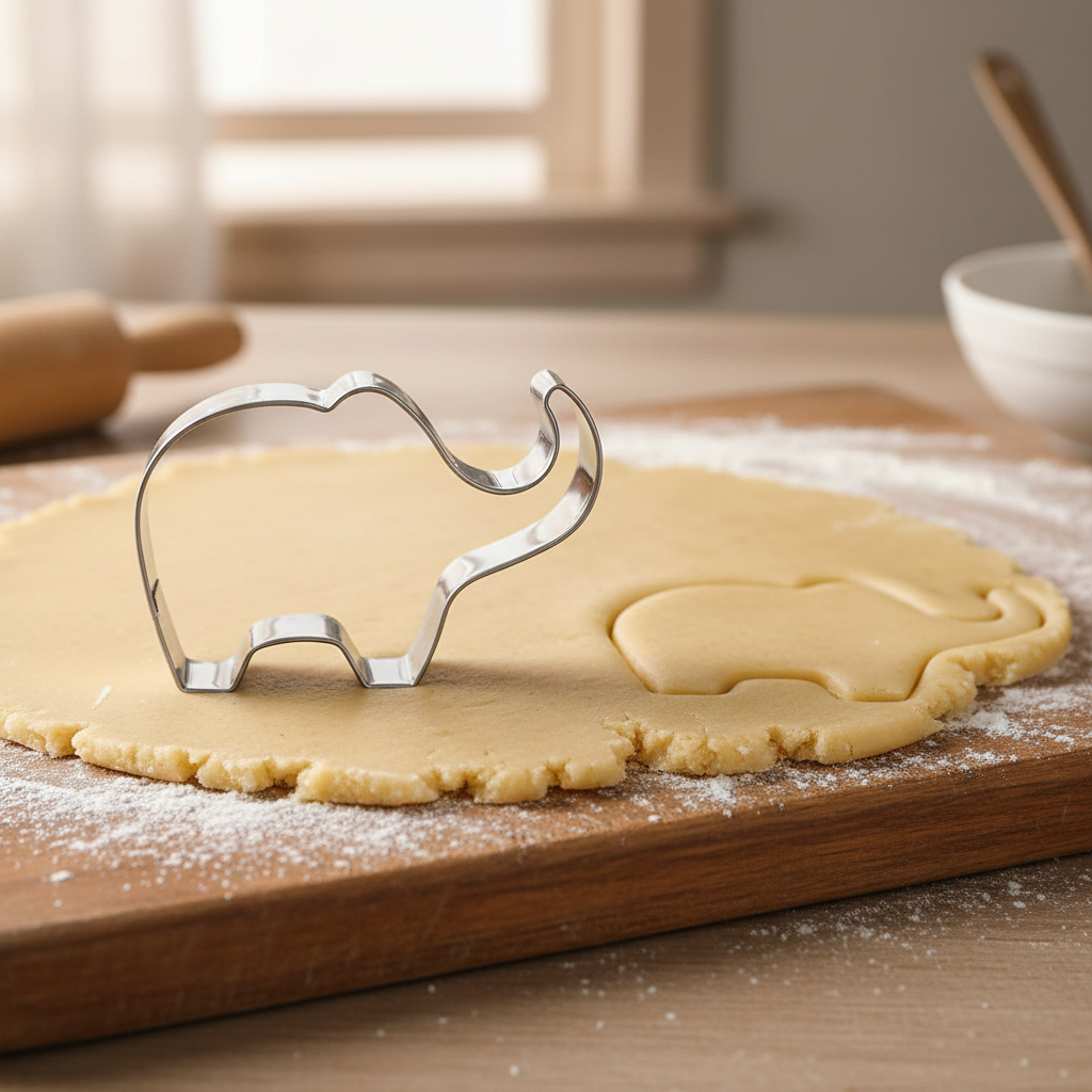 Emporte piece patisserie éléphant sur pâte à biscuit