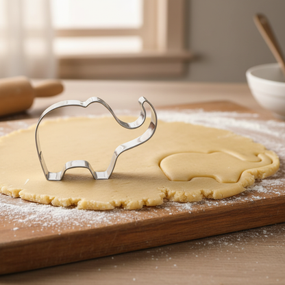 Emporte piece patisserie éléphant sur pâte à biscuit