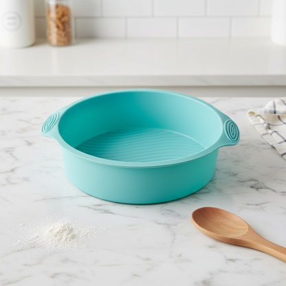 Moule rond en silicone sur table cuisine marbre